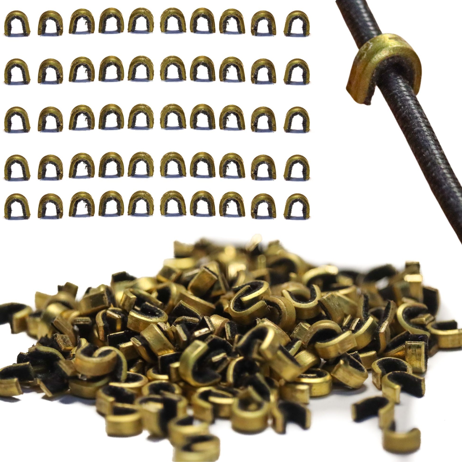 50pc Archery Bow String Nock Points Brass Nocking Buckle Clips Protector  Hunting