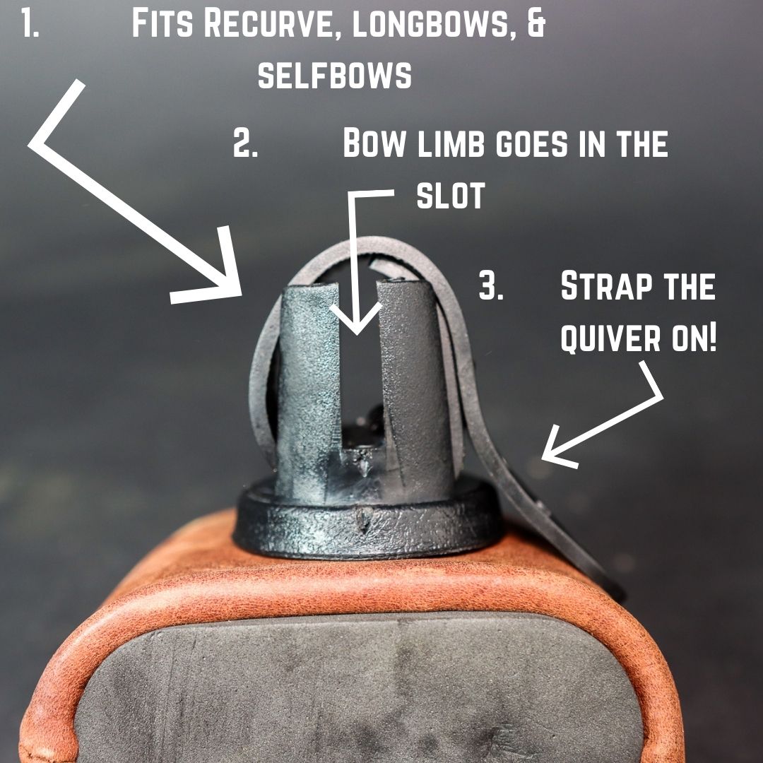 Limb Mount Quiver | 4 Arrow | Strap On | (Black or Brandy)